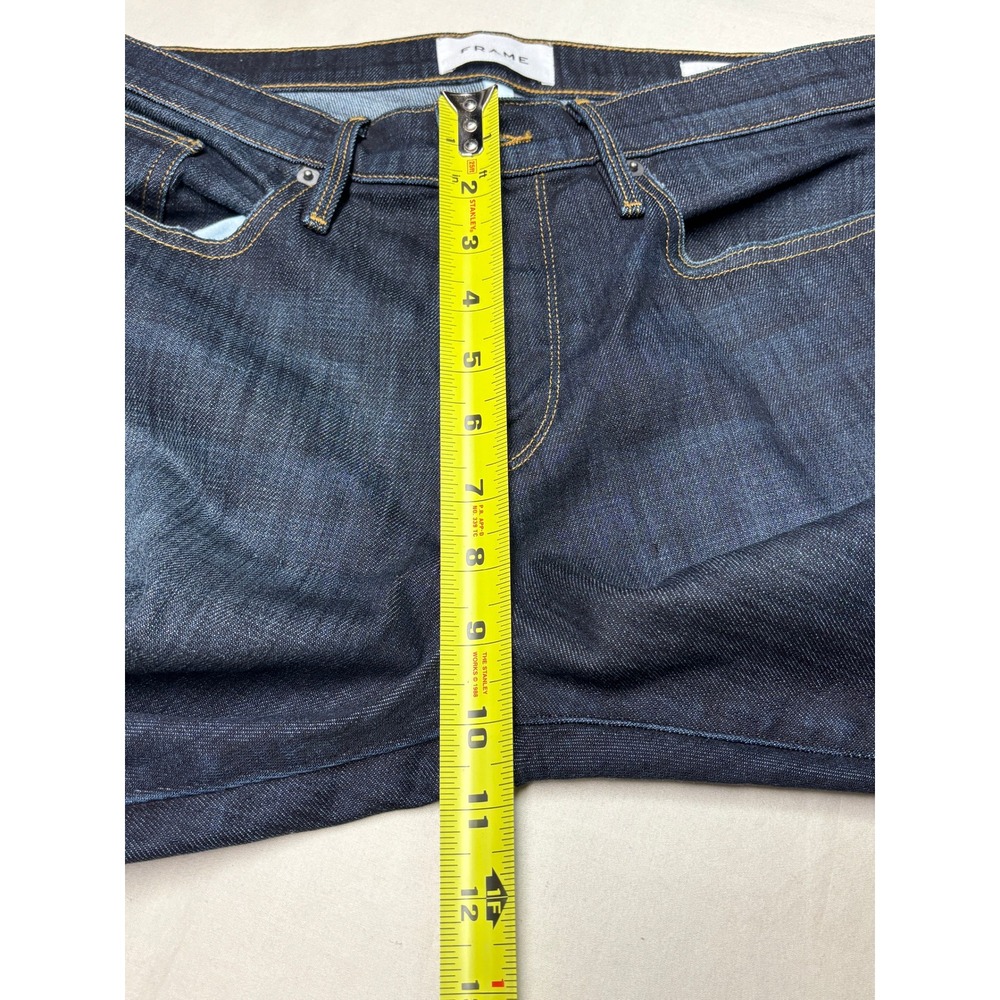 FRAME L Homme Slim Jeans Mens 33 x 28 Blue Slim Straight Stretch Denim Dark Wash - Picture 8 of 11